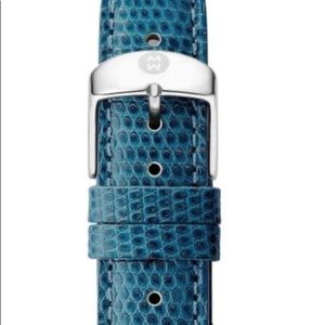 NEW Michele Watch 18mm Peacock Blue Lizard Strap